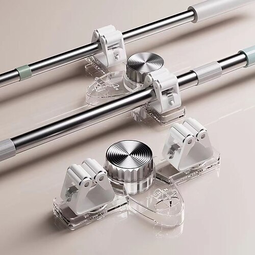 2 Stück Besenhalter, Mopp-Aufhänger, Saugnapf-Wandhalterung, kein Bohren erforderlich, verstellbarer Mopp-Clip-Haken, abnehmbarer Besen-Organizer für die Aufbewahrung im Badezimmer, WC und Zuhause Image