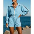 Per donna Pantaloncini da pista Pantaloni corti della tuta Abiti da salotto Autunno Con zip Blocco di colori Completo Abbigliamento Bianco Blu Escursionismo Allenamento Atletico Antivento Leggero