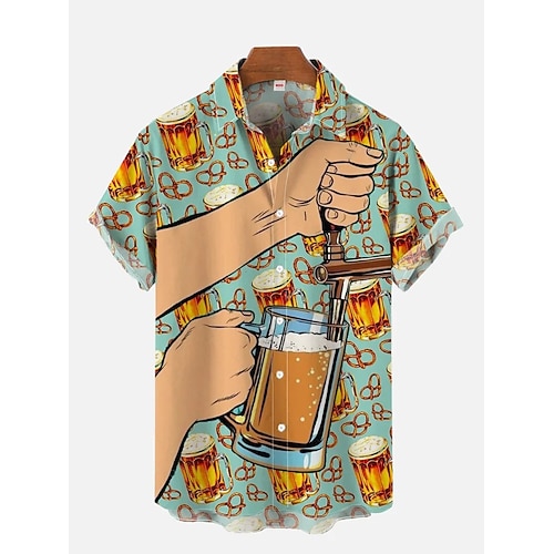 Hawaii-Hemden Aloha-Hemd Bayerisch München Deutsch alpin Grafik für Herren Erwachsene 3D-Druck für Karneval Oktoberfestbier Strand Urlaub Party Image