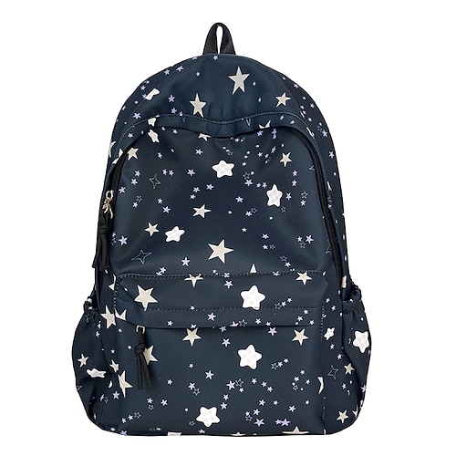 Zaino per bambini con cielo stellato, leggero e casual, con tasca frontale, ideale per la scuola elementare e media, perfetto per il ritorno a scuola.