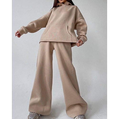 Damen Trainingsanzug Jogginghose Pullover Kordelzug Tasche Einfarbig Kombination Frühling Herbst Schwarz Weiß Angeln Wandern Outdoor Sonnenschutz Winddicht Leicht Langarm Sport Sportkleidung Image