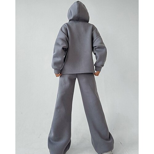 Damen Trainingsanzug Jogginghose Pullover Kordelzug Tasche Einfarbig Kombination Frühling Herbst Schwarz Weiß Angeln Wandern Outdoor Sonnenschutz Winddicht Leicht Langarm Sport Sportkleidung Image