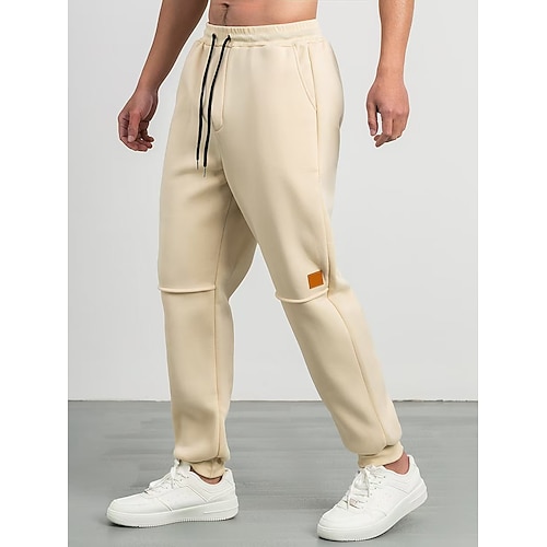 Herren Jogginghose Hose Freizeithose Sporthose Elastischer Bund Kordelzug Einfach Komfort Warm Volle Länge Outdoor Täglich Fitnessstudio Sport Mode Schwarz Blau Dehnbar Image