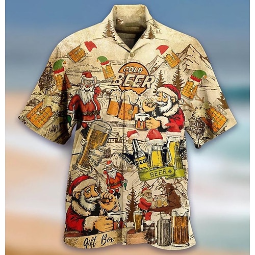 Hawaii-Hemden Aloha-Hemd Bayerisch München Deutsch alpin Grafik für Herren Erwachsene 3D-Druck für Karneval Oktoberfestbier Strand Urlaub Party Image