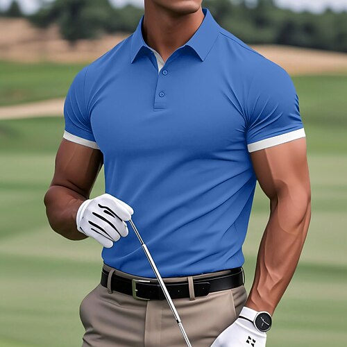 Herren Polo Golfshirt Lässig Sport Klassisch Kurzarm Basic Einfarbig Einfach Knopf vorne Sommer Frühling Ganzjahres Normale Passform Wein Weiß Schwarz Blau Gelb Rote Polo