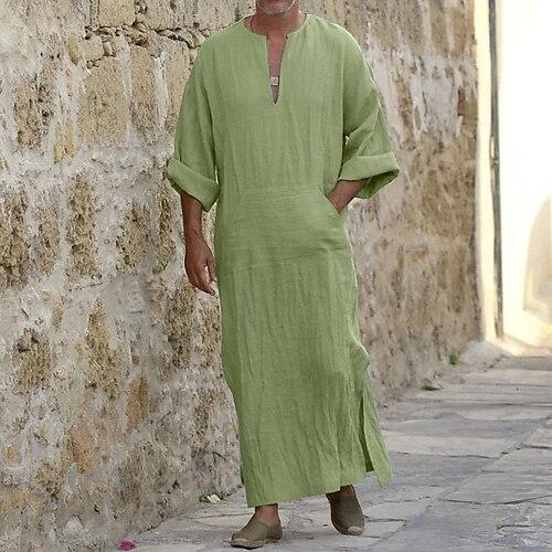 Herren Schlafanzug Nachtwäsche Bademantel Einfach Mode Stilvoll Klassisch Heim Täglich Bett Baumwolle Komfort Weich V Ausschnitt Langarm Sommer Frühling Schwarz Weiß