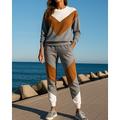 Per donna Tuta da Ginnastica Pantaloni da Tuta Felpa pullover Autunno Tasca Blocco di colori Completo Abbigliamento Grigio Escursionismo Allenamento Atletico Antivento Leggero Traspirante Manica Lunga