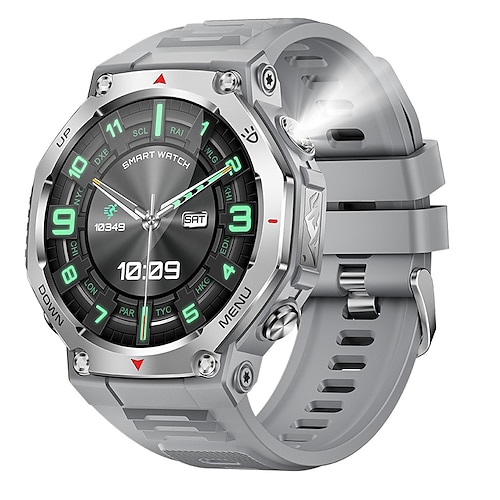 2025 neue Smartwatch mit Taschenlampe/UV-Licht, 5 atm wasserdicht, Bluetooth-Anruf, Sport-Smartwatch für Männer für Huawei, Xiaomi Image