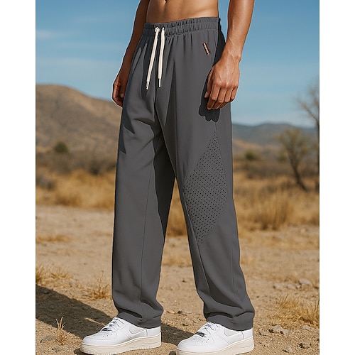 Herren Laufhosen Sporthosen Jogger-Jogginghose Kordelzug Tasche Unterteile Fitnessstudio Athleisure Trainieren Sommer Leicht Feuchtigkeitsableitend Atmungsaktiv Angeln Wandern Laufen Lässiger Schnitt Image