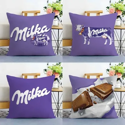 Lustiger Milka-Pila-Kissenbezug aus Plüschstoff, weicher doppelseitiger Druck, Sofa-Kissenbezug, Überwurf-Kissenbezüge Image
