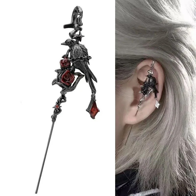 Orecchini gotici per ragazza Gioielli punk Goth Thorn Rose Corvo Orecchini a bottone Orecchini con puntura Accessori per feste di Halloween