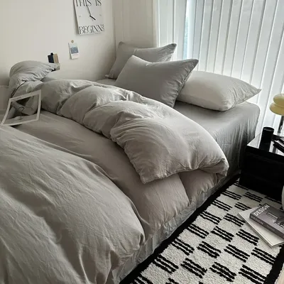 Bettwäsche-Set aus fester Baumwolle mit Bettlaken, Bettbezug, Kissenbezüge, Einzelpaar, Bettlaken, King-Size-Bett, Queen-Size-Bett, Doppelbett, Twin-Size-Bett