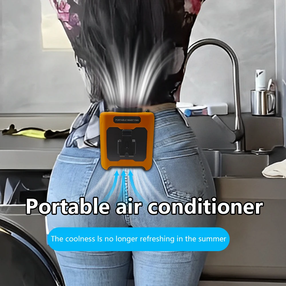 Tragbarer 20000-mAh-Taillen-Hängeventilator mit 5-Gang-Einstellung und 40-Stunden-Lüfter mit LED-Licht, geeignet für Outdoor-Wanderungen Image