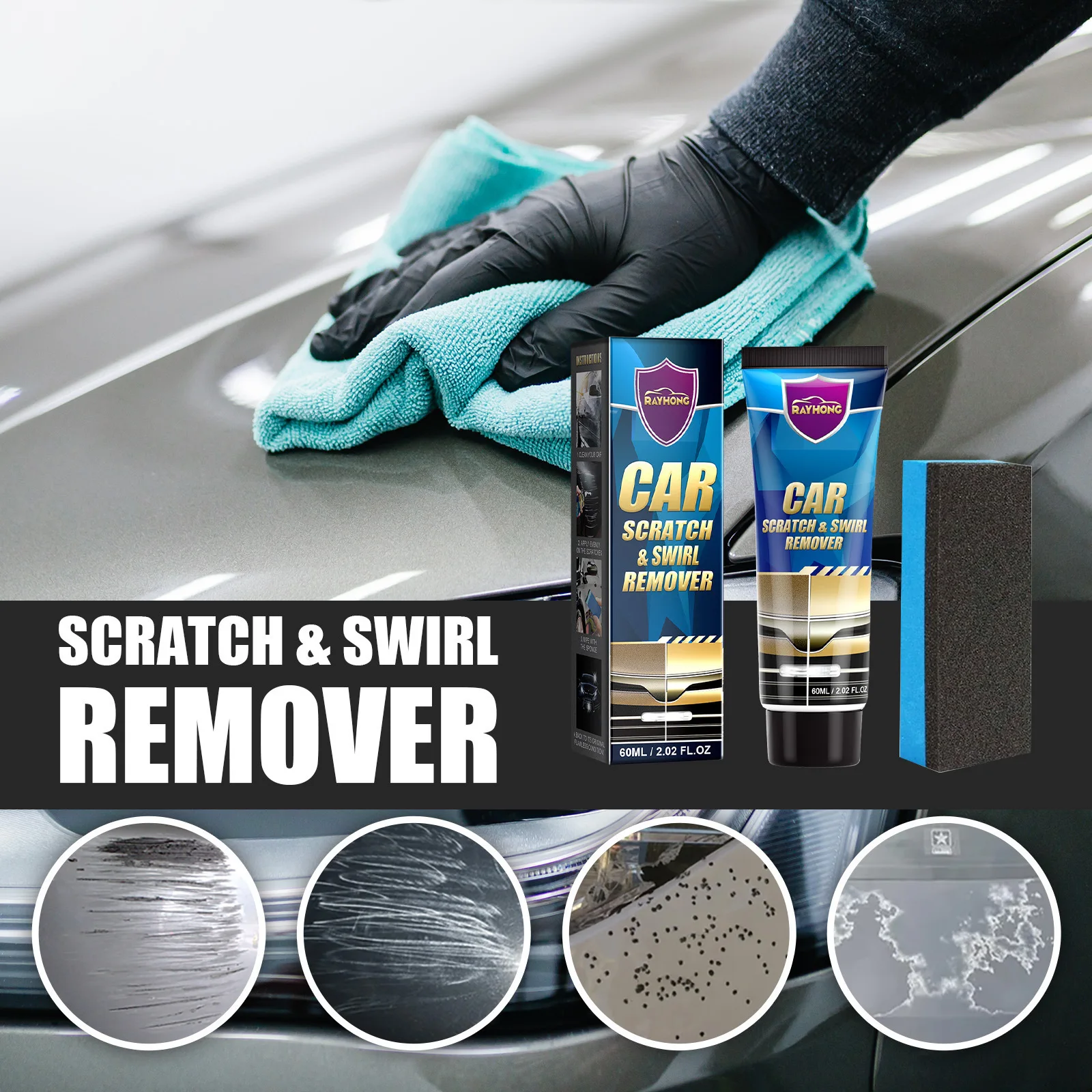 RayHong Auto Kratzer Entferner Farbe Pflege Werkzeuge Auto Swirl Entferner Kratzer Reparatur Polieren Anti Scratch Auto Körper Schleifen Paste Image