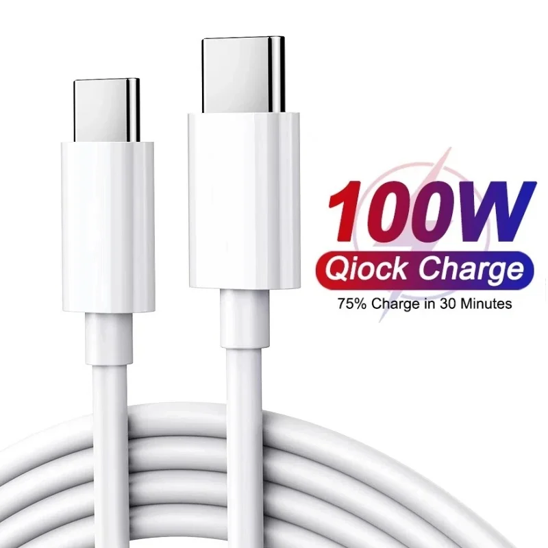 Cavo PD di ricarica rapida da USB-C a USB-C da 100 W per iPhone 15 Pro Max iPad Air 5 MacBook Huawei Mate 60 Cavo Samsung da tipo C a tipo C