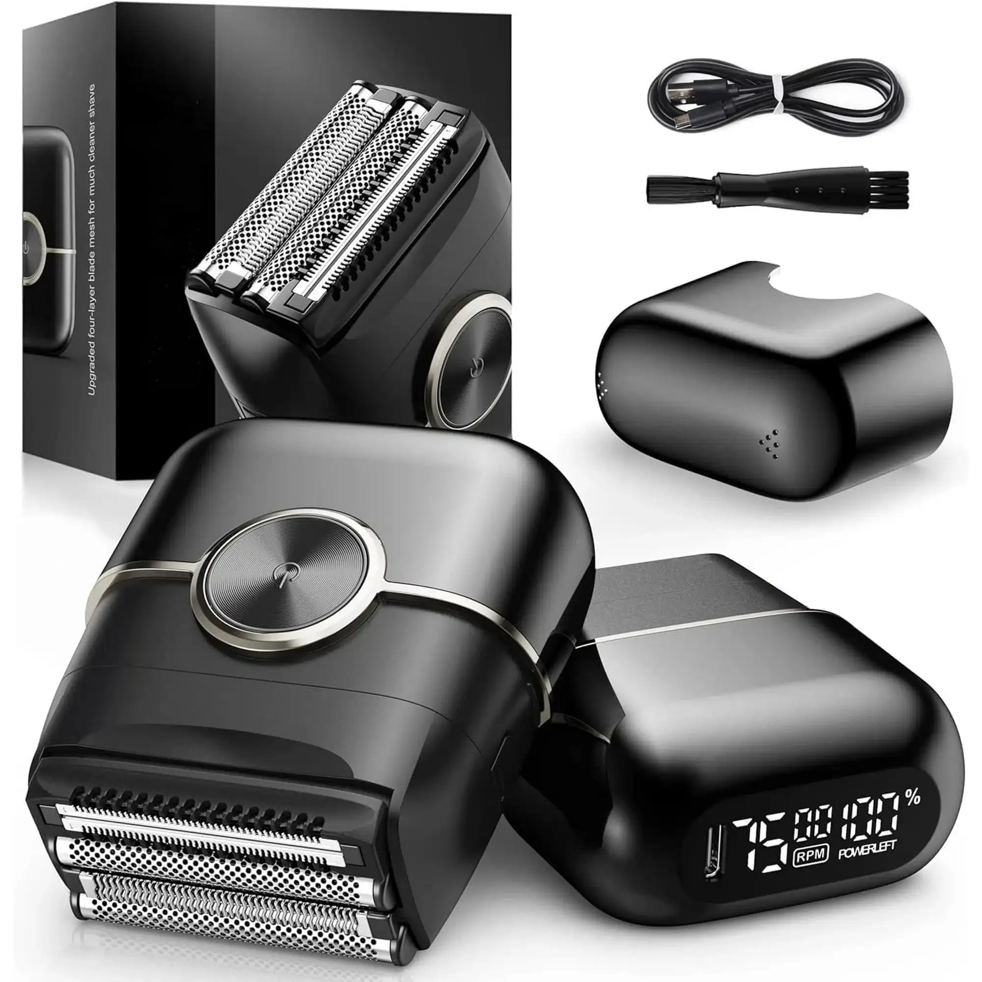 Sweker Electric Razor for Men 4 Blades Floating Head Foil Shaver Waterproof Wet Dry Beard Trimmer Portable Mini Electric Shaver