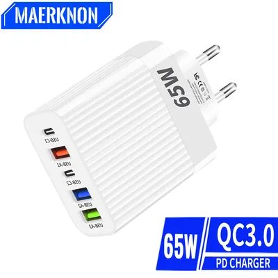 5 Ports USB Typ C Ladegerät PD 20W Schnell lade adapter für iPhone Samsung Xiaomi Telefon Wand ladegerät Schnell ladegerät 3,0 EU/US Stecker