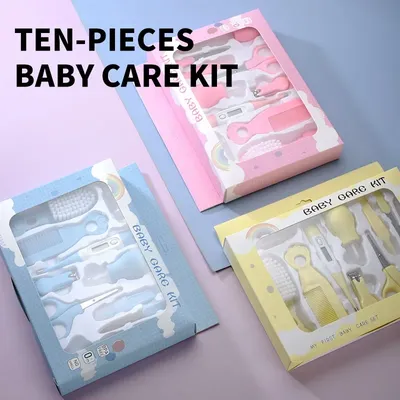 Baby Brush Comb Nasal Suction Thermometer 10-Piece Newborn Care Set Soft Bristle Safety Material BPA Free Essential Kit