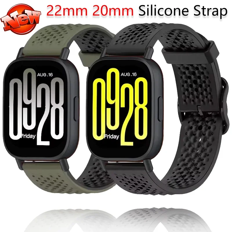 22mm 20mm Silikonarmband für Redmi Watch 5 Active/Lite Atmungsaktives Armband Huawei Watch 5 4 GT5-4-3 Pro 46mm Zubehör correa Image