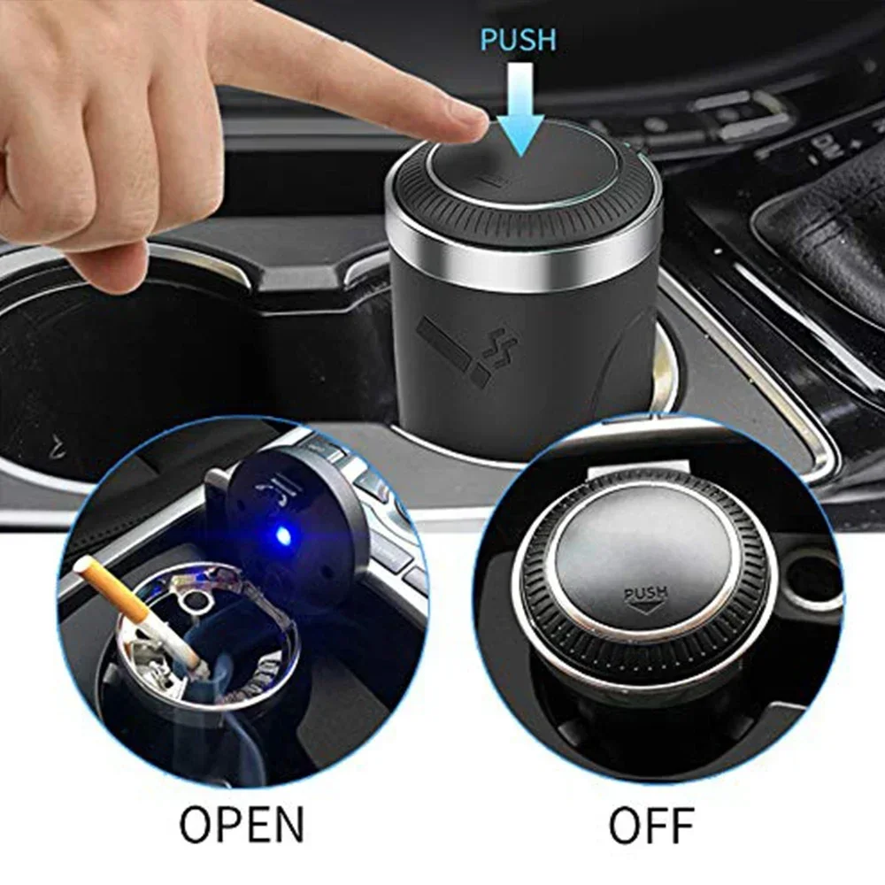 Auto Aschenbecher Mit LED-Licht Universal Legierung Aschenbecher Aluminium Tasse Rauchfreien Auto Aschenbecher Flammschutzmittel Zigarette Halter Box