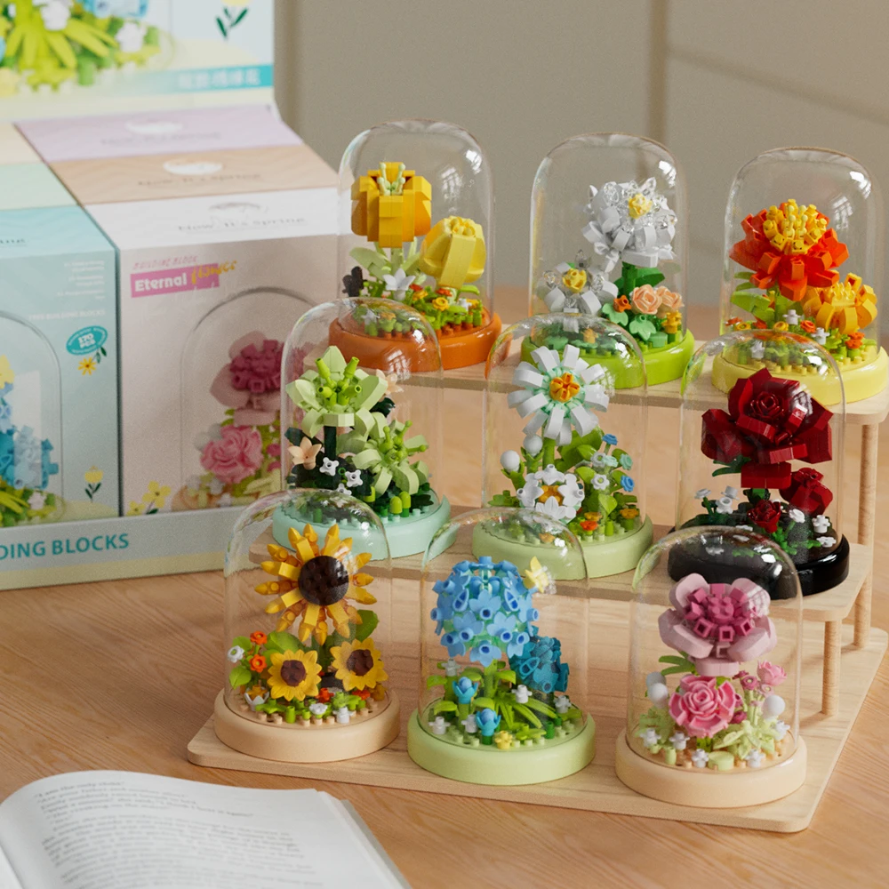 DIY Ewige Blumenstrauß Bonsai Topfpflanze Micro Bausteine Modell Dekoration Spielzeug Geburtstag Weihnachten geschenke Image