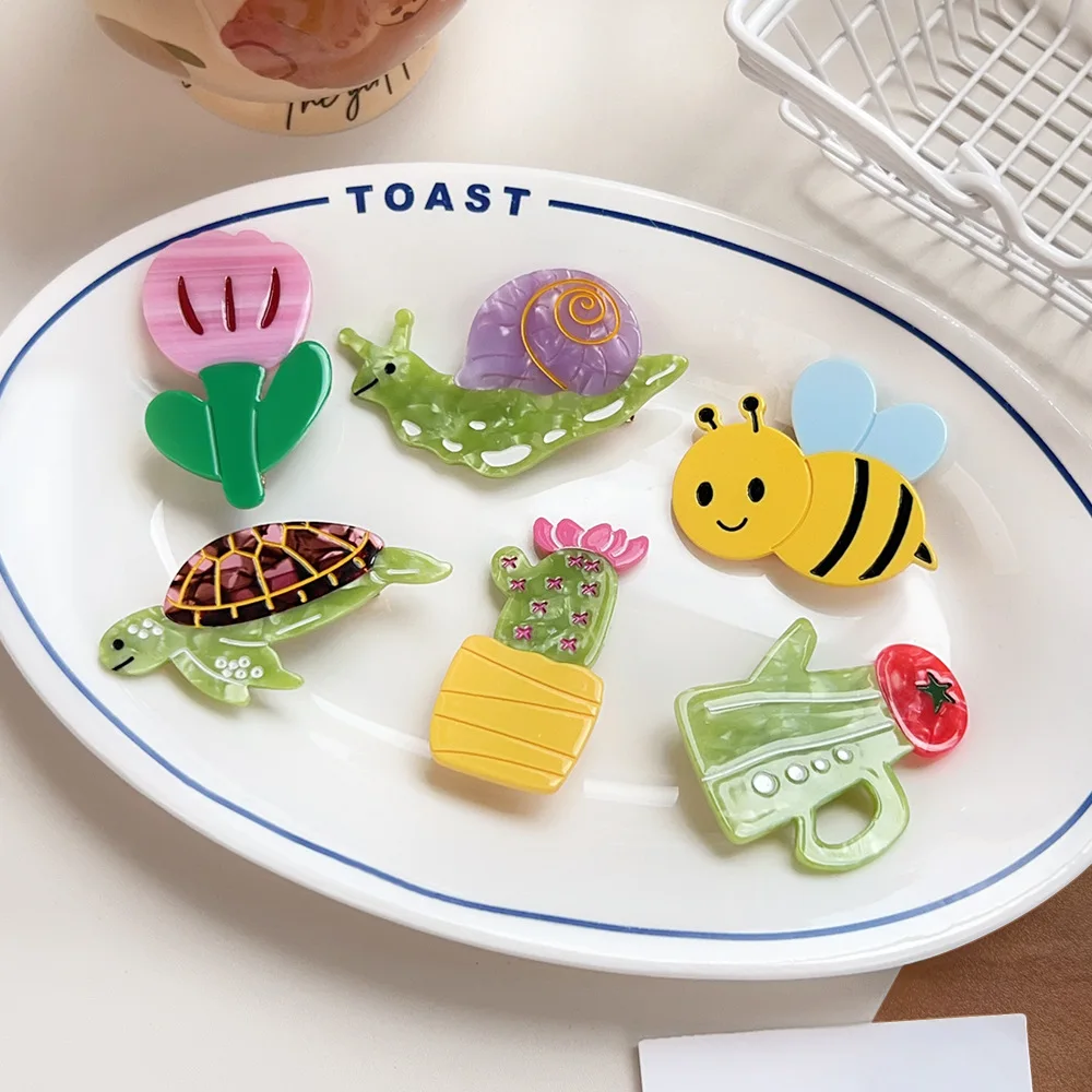 Cartoon Tier Haarnadeln Niedliche Kaktus Schildkröte Seite Clip Kleine Clip Schildkröte Biene Pony Seite Clip Entenschnabel Clip Image