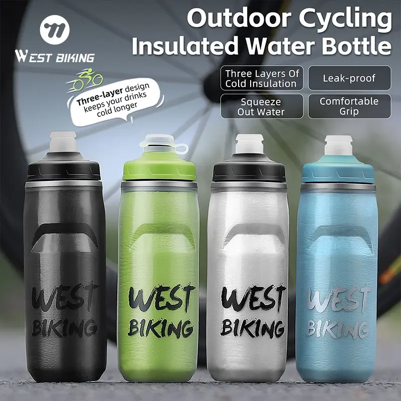 WEST BIKING Radfahren Wasserflasche Drei Schichten Isolierung Wasserkocher Outdoor Sport Fahrrad Motorrad Wasserbecher Zubehör Image
