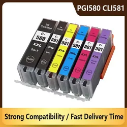 Cartouche d'encre Compatible PGI580 CLI581 pgi 580 581, 6PK, pour imprimante Canon Pixma TS705 TR7550 TR8550 TS6150 TS6250 TS8150 TS8250