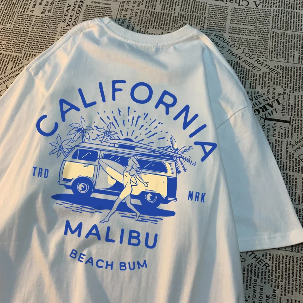California Malibu Strand Bum T Shirts Frauen Sommer Neue Streetwear Paar T Kleidung T Shirt Muster Lose T-Shirts Paar Y2KTop Image