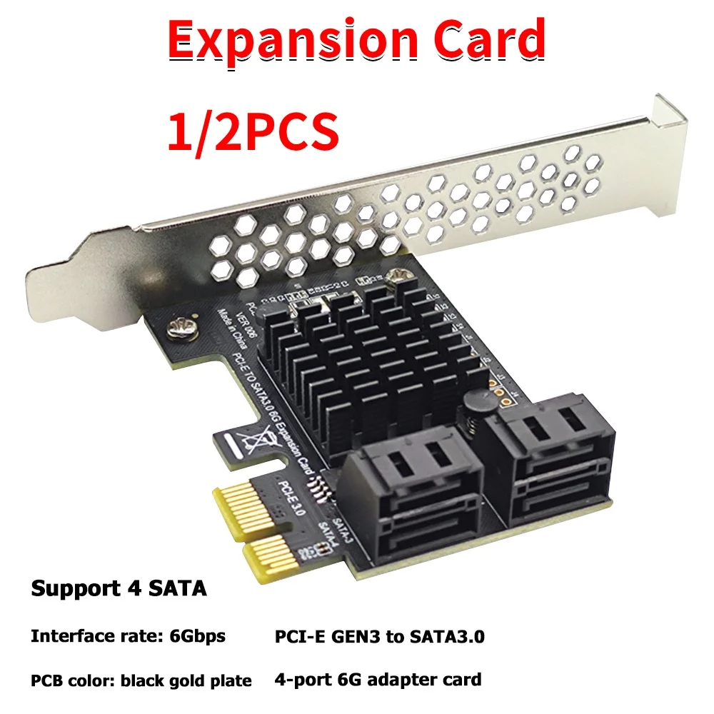 1/2PCS Festplatte SSD Adapter Karte 4 Port SATA III PCIe Erweiterungskarten 6Gbps Adapter Computer Karte Anschlüsse Image