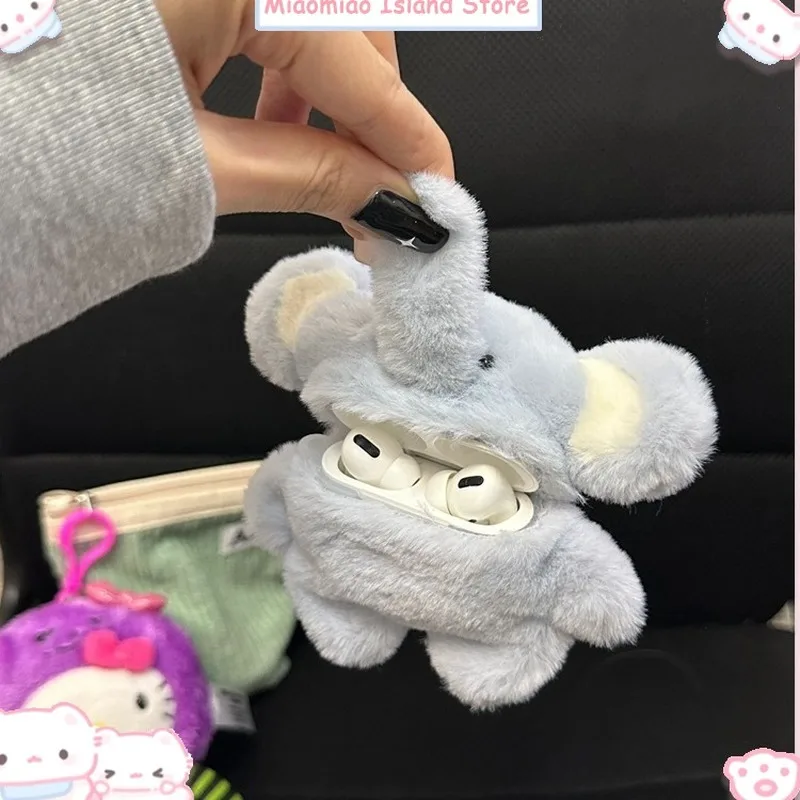 Niedlicher Plüsch-blauer Elefant, Flip-Cover, AirPods-Schutzhülle, praktische Bluetooth-Kopfhörerhülle für AirPods 2/3/4 Generationen Image