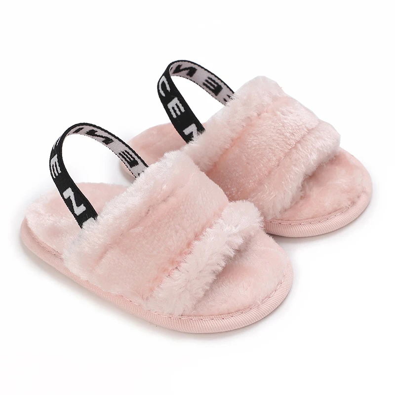 Baby Mädchen Sommer Pelz Sandalen Baby Mädchen Sommer Kleine Prinzessin Schuhe Mode Flaum Hausschuhe Image