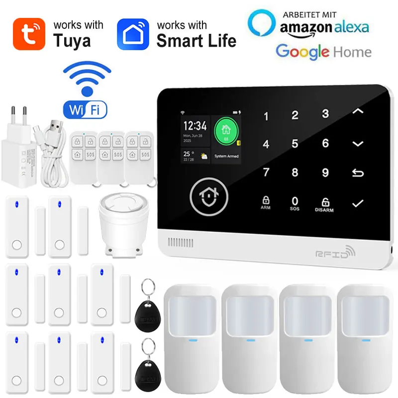 Tuya Smart Security Einbruchmeldeanlage WiFi GSM Home Wireless Alarm Kit 24-Stunden-APP Echtzeitalarm Unterstützt Lautstärkeregelung Image