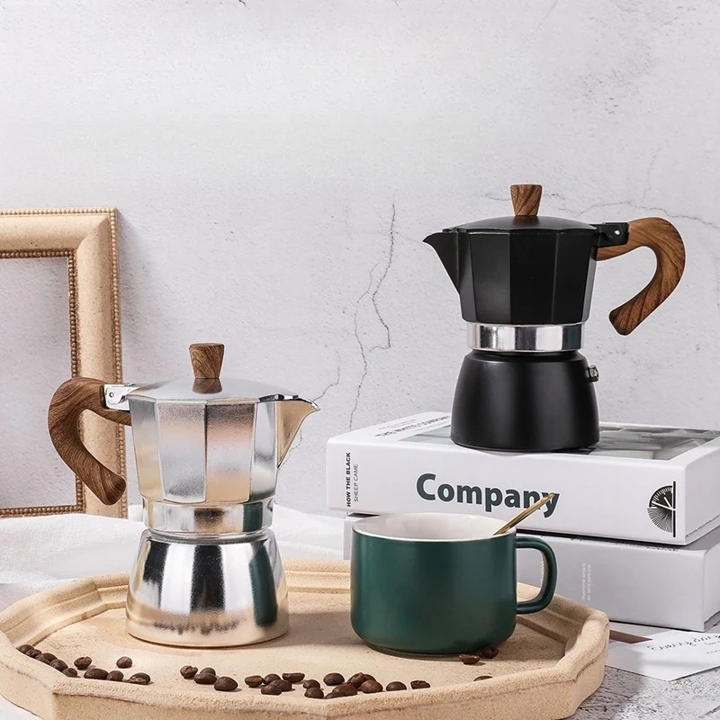 150/300 ml Mokkakanne Aluminium Espressomaschine Perkolator Wasserkocher Latte Italienische Moka Cafeteira Herd Kaffeemaschine Mokkakanne