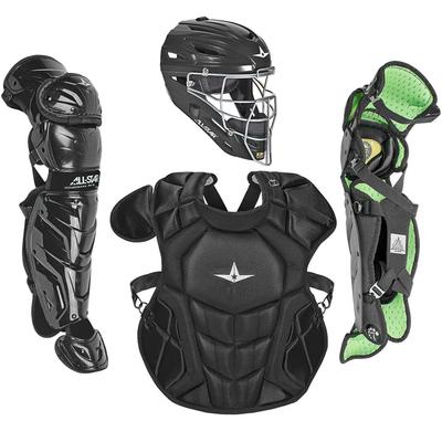 All Star System7 Axis NOCSAE Certified Intermediate Solid Pro Baseball Catcher's Kit - Ages 12-16 - Re-Packaged Black