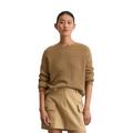 Strickpullover MARC O'POLO "aus Heavy-Weight-Organic-Cotton", Damen, Gr. XS, braun (pure sand), Obermaterial: 100% Baumwolle, unifarben, casual, U-Boot-Ausschnitt, Langarm, Pullover