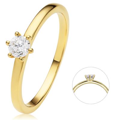 Diamantring ONE ELEMENT "0.25 ct Diamant Brillant Ring aus 585 Gelbgold" Gr. 54, gold, Fingerringe, Damen, 54, 0,25 ct, Gelbgold 585-Gold-Diamanten, Gelbgold 585, Gold, Diamanten, zeitlos schön – für besondere Momente gemacht Image