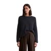 Strickpullover MARC O'POLO "aus Heavy-Weight-Organic-Cotton", Damen, Gr. M, blau (deep night blau), Obermaterial: 100% Baumwolle, unifarben, casual, U-Boot-Ausschnitt, Langarm, Pullover