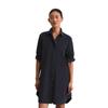 Hemdblusenkleid MARC O'POLO "aus Feincord", Damen, Gr. 42, Normalgrößen, blau (deep night blau), Obermaterial: 78% Baumwolle, 22% Lyocell; Futter: 100% Nicht verfügbar, unifarben, relaxed fit knielang, Langarm Manschette, Kleider
