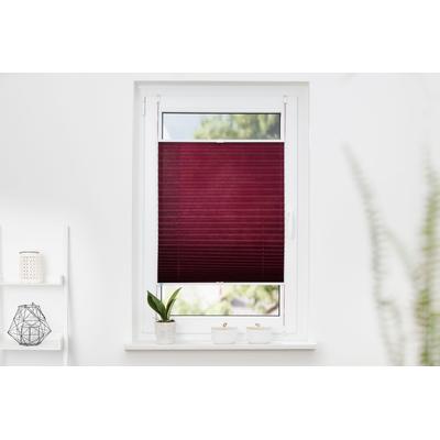 Plissee K-HOME "Klemmfix Pisa", rot (bordeaux), B:100cm H:210cm, Obermaterial: 100% Polyester, Plissees, Crushed-Optik Image