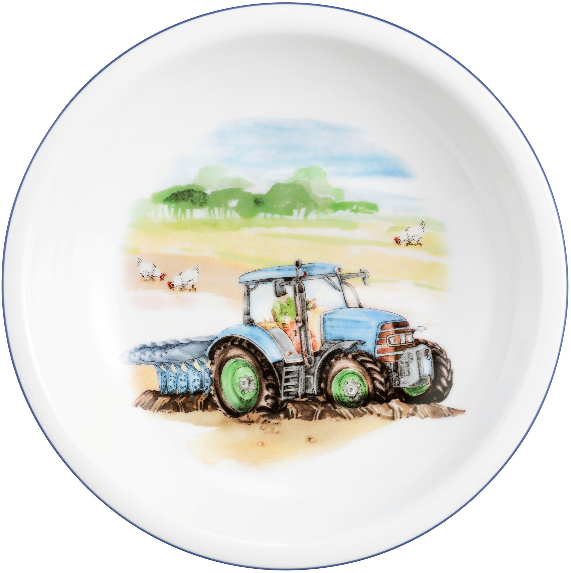 Suppenteller SELTMANN WEIDEN "Compact - Mein Traktor", bunt (weiß, bunt), B:20,2cm H:3,8cm L:20,2cm T:20,2cm Ø:20,2cm, Porzellan, Speiseteller, rund 20 cm Image