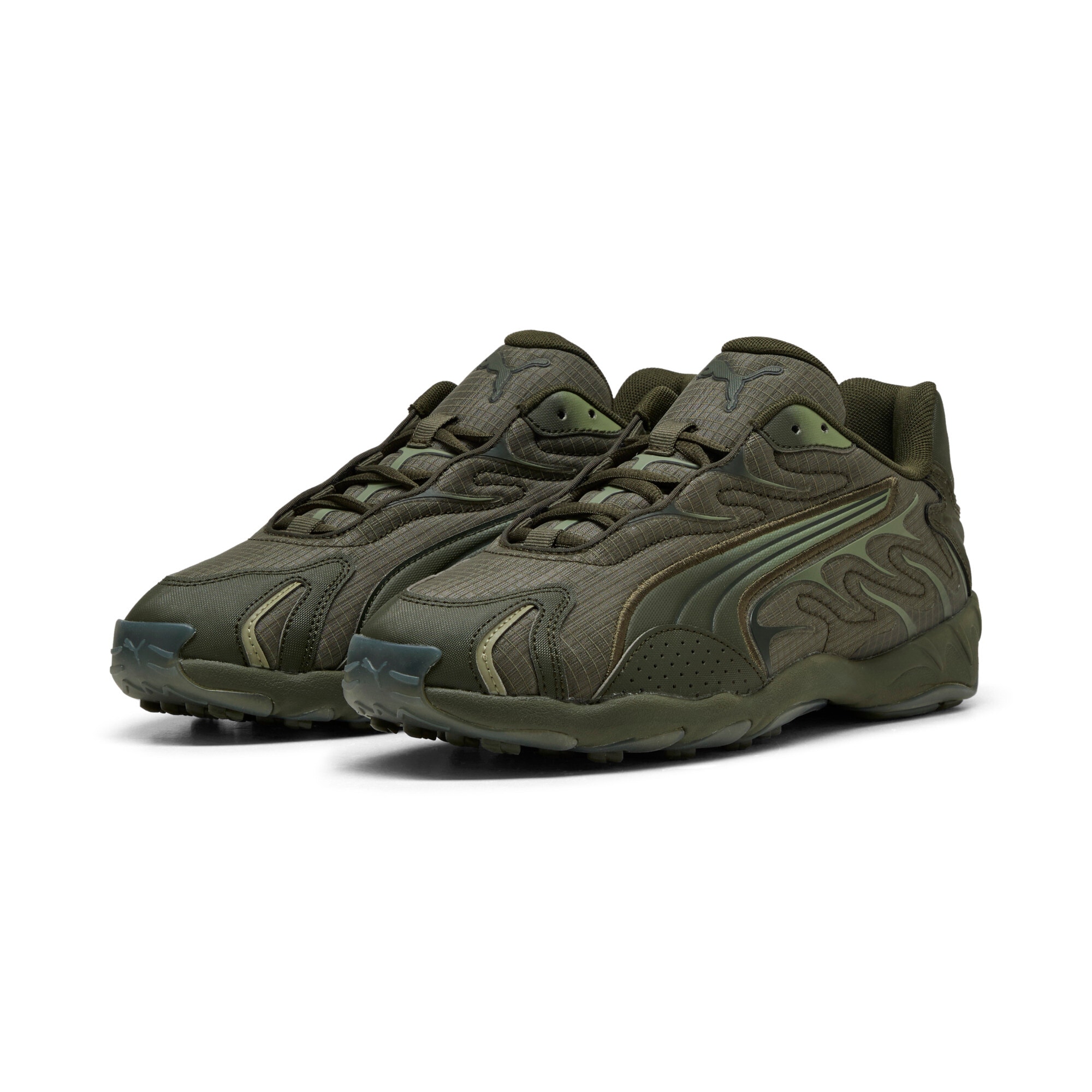 Sneaker PUMA "INHALE ESSENTIALS", Gr. 46, grün (schwarz olive, lux army), Textil, unifarben, Sportlich, Schuhe