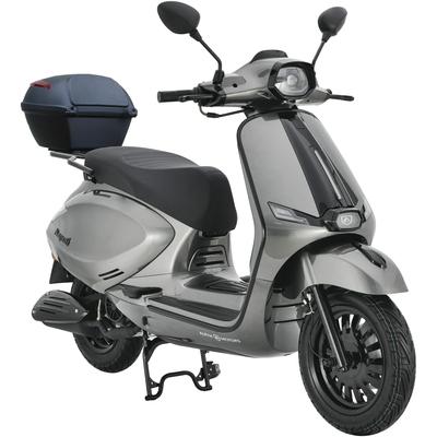 Motorroller ALPHA MOTORS "Napoli 125 ccm 85 km/h EURO 5+ (mit/ohne Topcase)", silber (silberfarben, schwarz, schwarz), Motorroller & Mofas, mit Topcase, 85 km/h, B:72cm H:117cm L:182cm