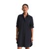 Hemdblusenkleid MARC O'POLO "aus Feincord", Damen, Gr. 46, Normalgrößen, blau (deep night blau), Obermaterial: 78% Baumwolle, 22% Lyocell; Futter: 100% Nicht verfügbar, unifarben, relaxed fit knielang, Langarm Manschette, Kleider