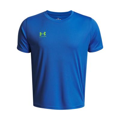 T-Shirt UNDER ARMOUR "CHALLENGER", Kinder, Gr. XS (122), blau atlantis,, high vis gelb, Obermaterial: 100% Polyester, sportlich, Rundhals, Kurzarm, Shirts, Für Kinder Image