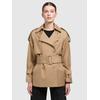 Trenchcoat KHUJO "ELINA", Damen, Gr. L, beige, 68% Polyester, 32% Viskose, unifarben, casual, loose fit hüftlang, Langarm Raglanärmel,mit Riegel,mit Knöpfen gerader Abschluss, Mäntel