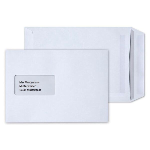 Steinmetz 250 Versandtaschen DIN C5 90 g/m² mit Fenster weiß, 22.9x16.2 cm Image