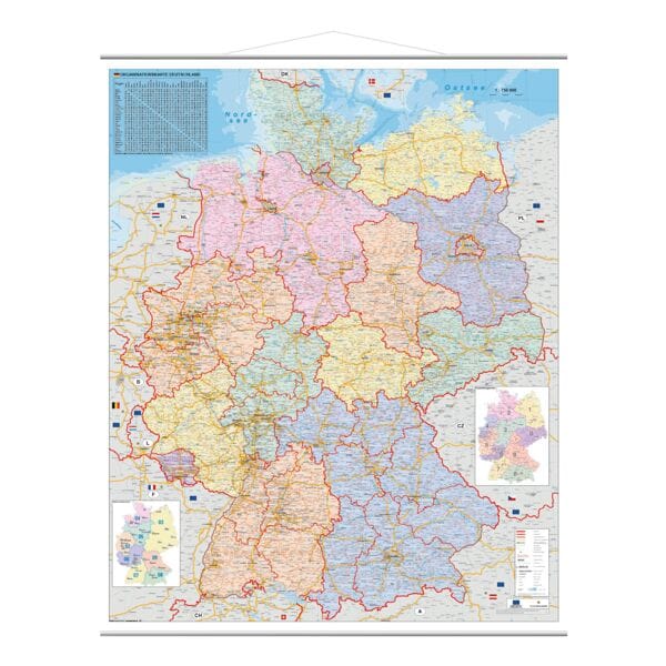 STIEFEL Eurocart Wandkarte »Deutschland Organisationskarte« 97 x 119 cm mit Metallbeleistung Image