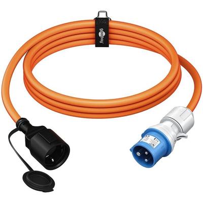 goobay Camping Adapterleitung 1.5 m IP44 CEE-Stecker Schukobuchse orange