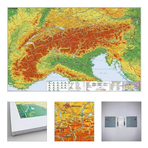 STIEFEL Eurocart Landkarte »Alpenraumkarte zum Pinnen« 120 x 80 cm mit Wandhalterung Image